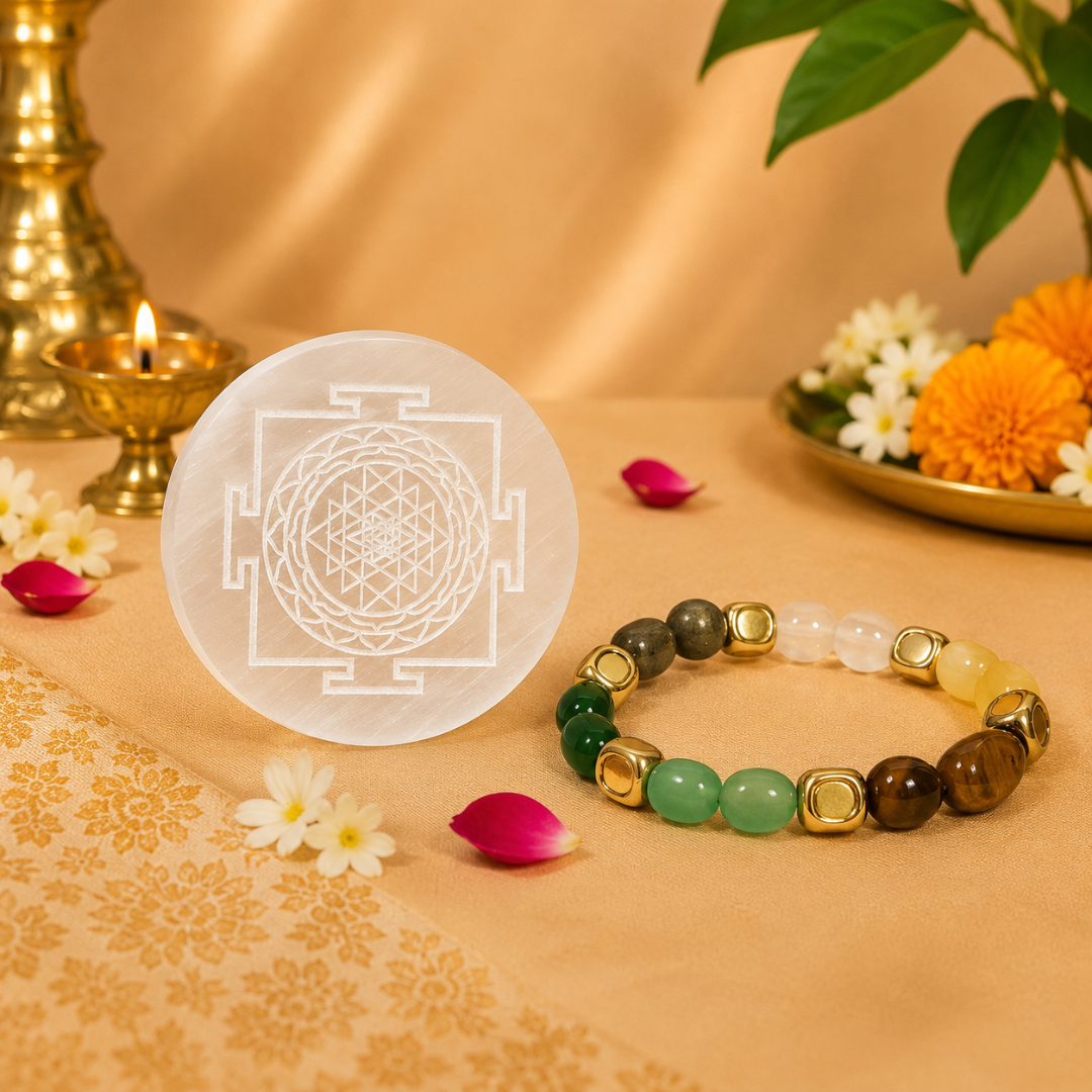 Dhanyog Bracelet & Selenite Plate