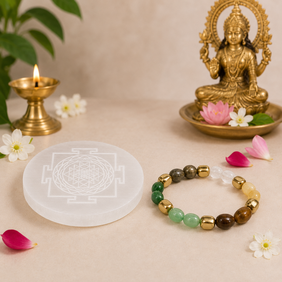 Dhanyog Bracelet & Selenite Plate
