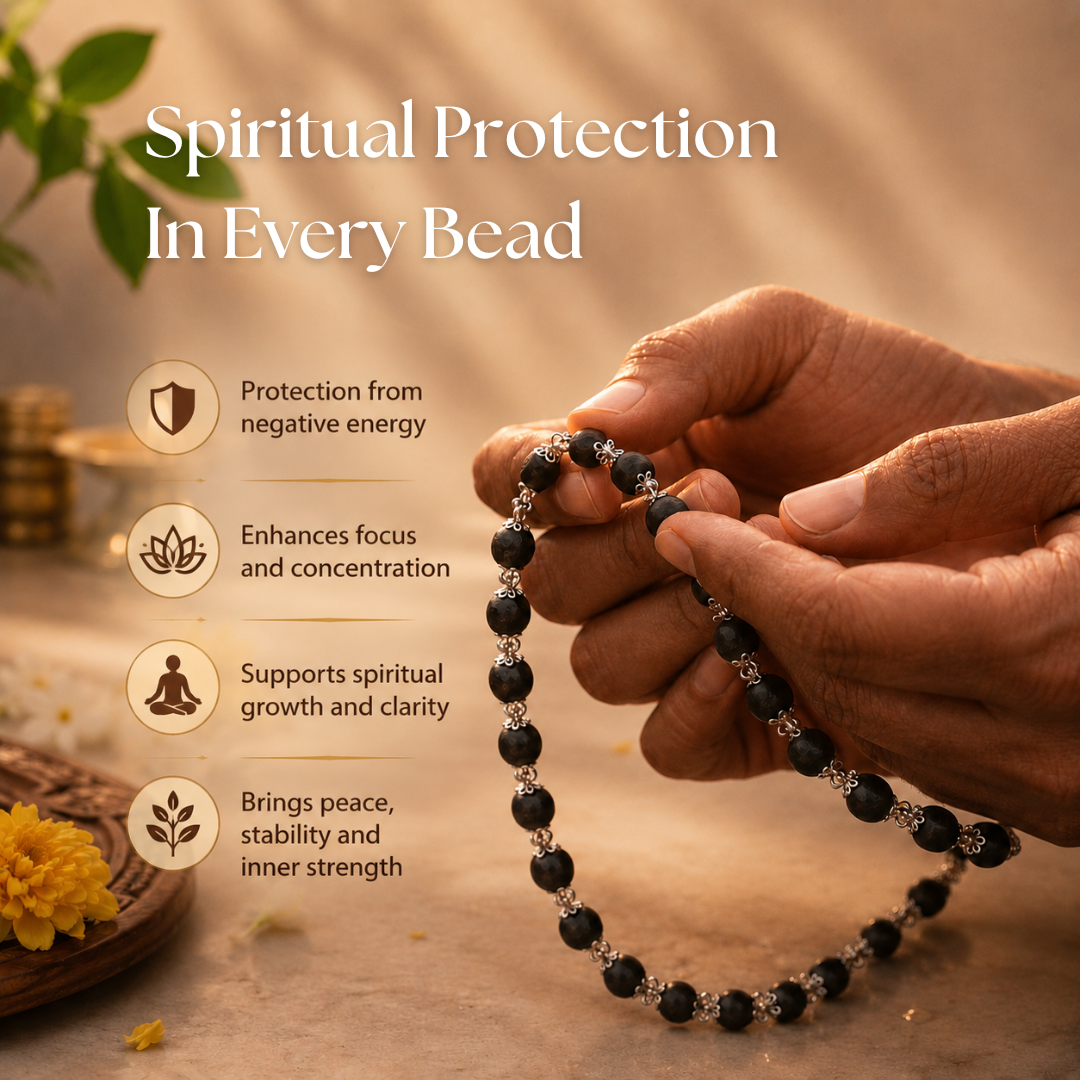 Karungali Mala with Silver Cap