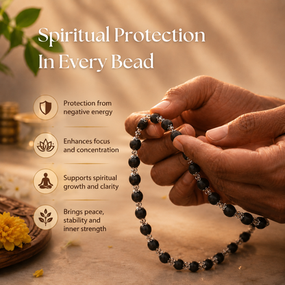 Karungali Mala with Silver Cap