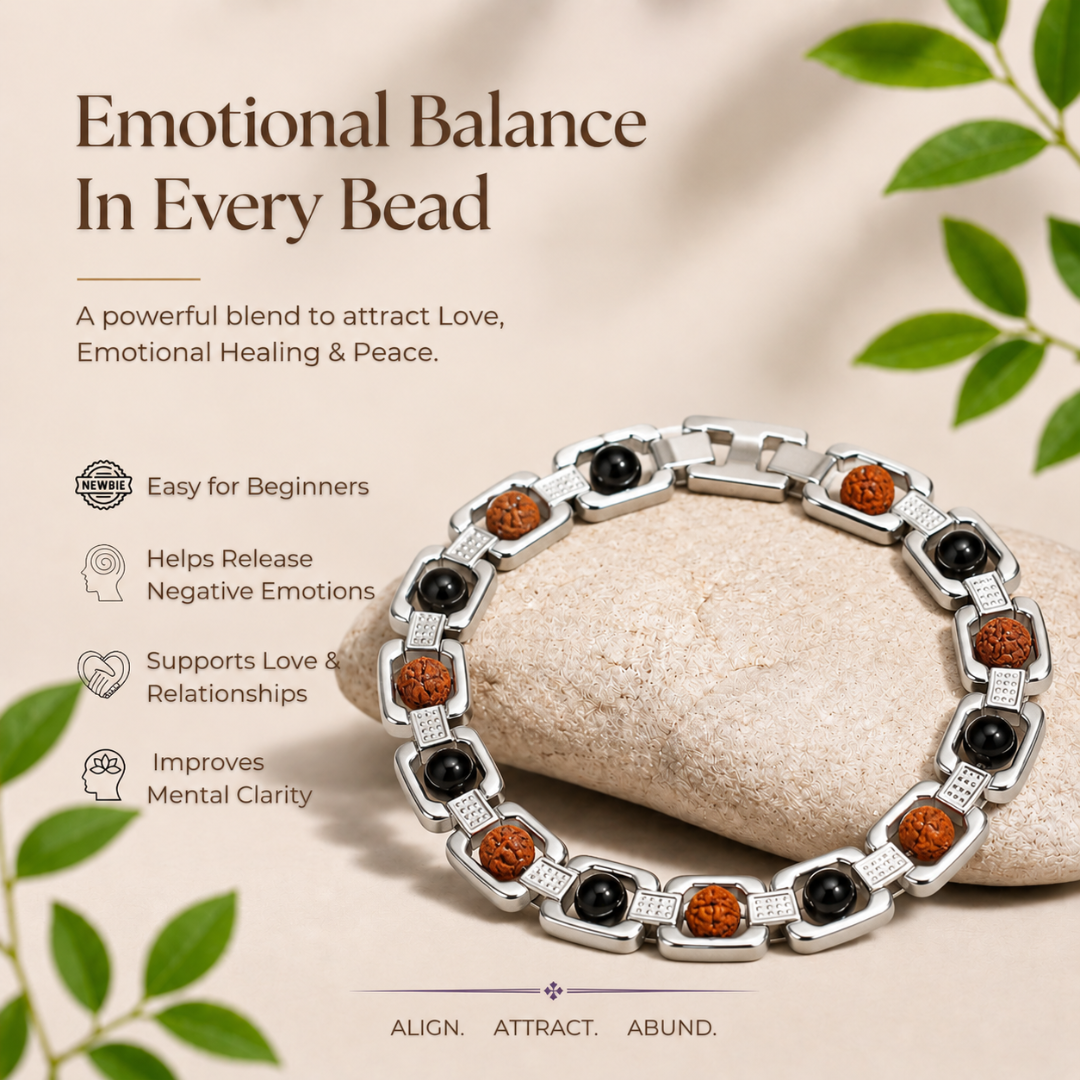 Rudraksha Karungali Steel Bracelet