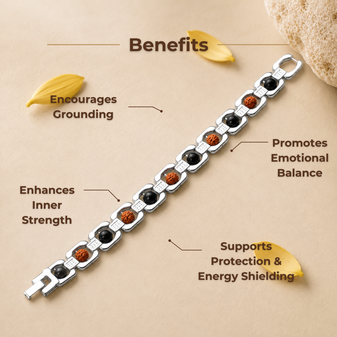 Rudraksha Karungali Steel Bracelet