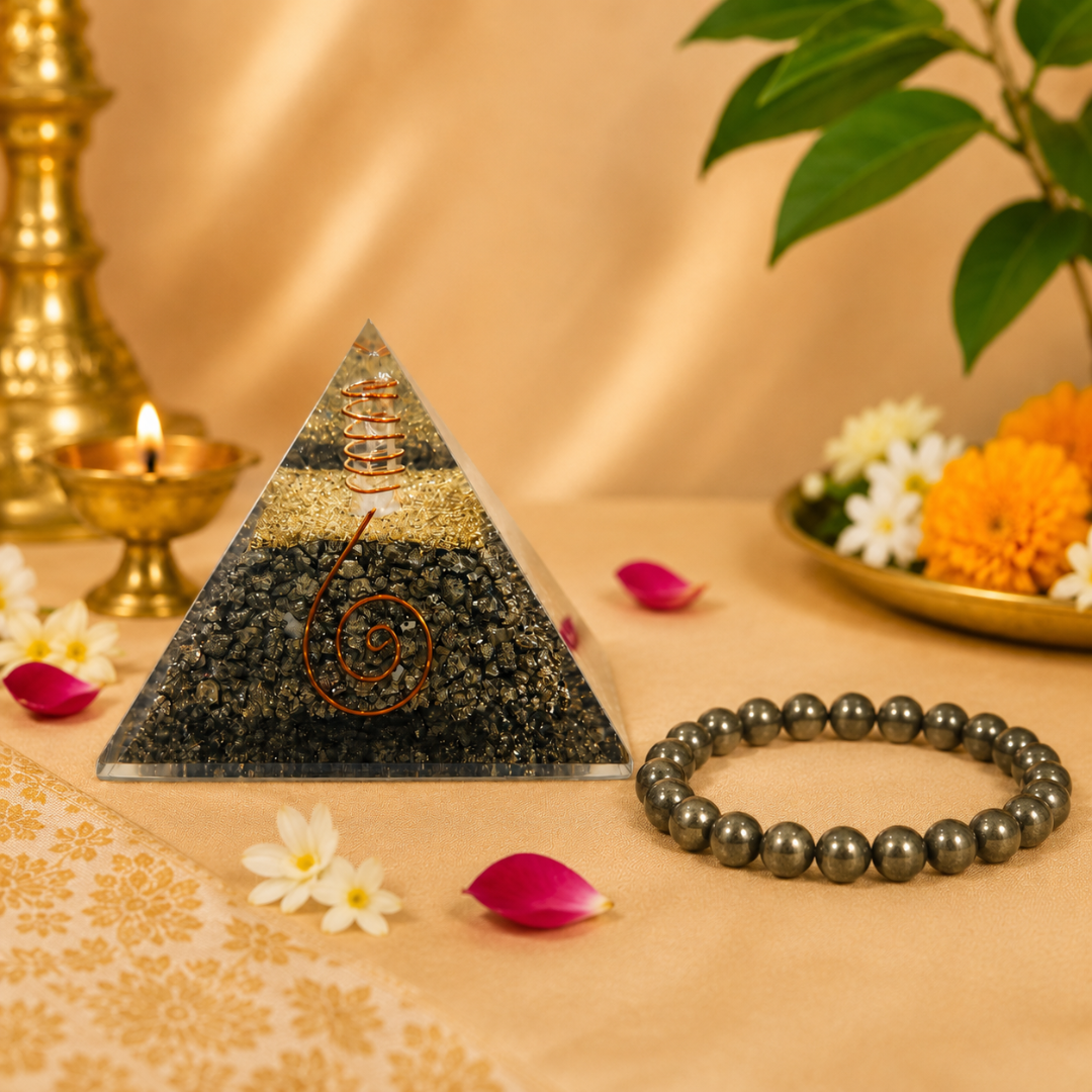 Pyrite Bracelet & Pyramid