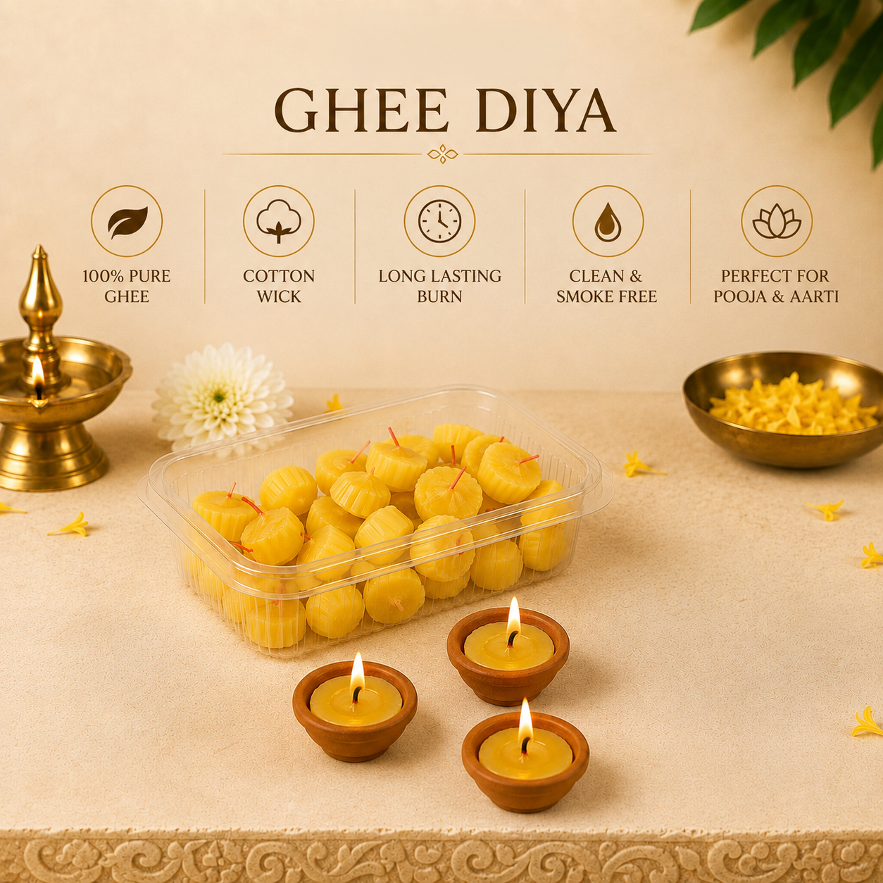 Pure Ghee Diya - 60 pieces